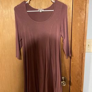 Dark nude long sleeved tee shirt dress